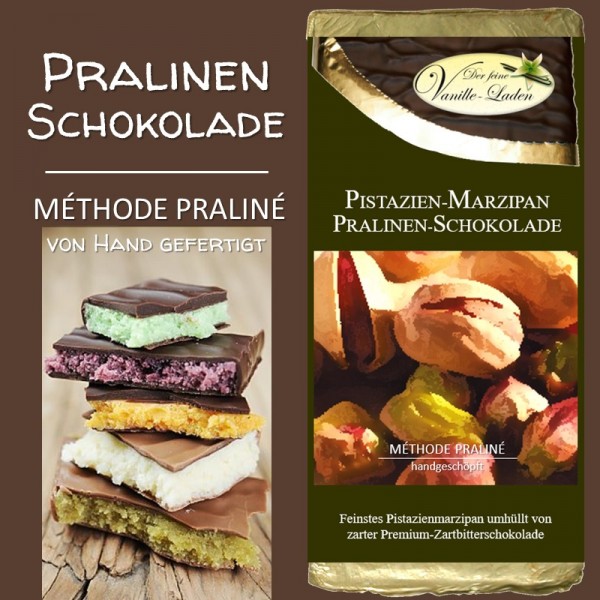 Pistazie-Marzipan Pralinen-Schokolade (Zartbittere)