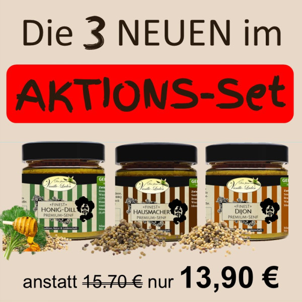 Aktions Set - Die genialen Senfe (Honig-Dill-/Hausmacher-/Dijon-Senf)