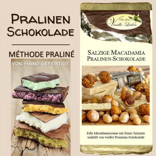 Salzige Macadamia Pralinen-Schokolade - Weisse Schokolade