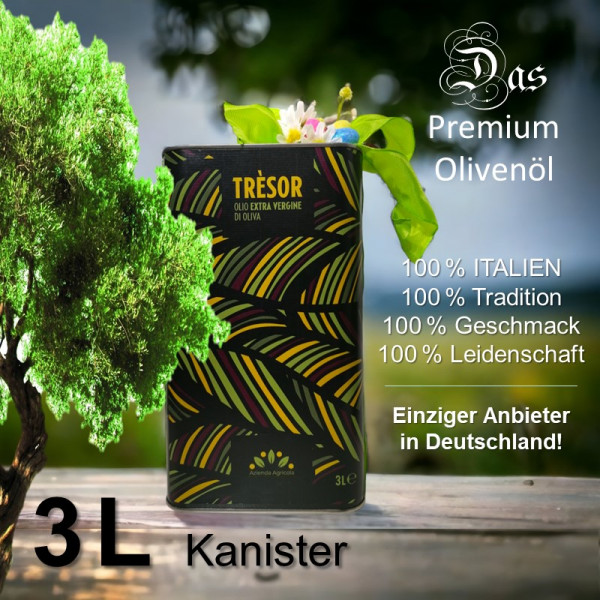 3 l Kanister TRÈSOR (Ernte 2024/25) Italienisches Premium-Olivenöl Extra Nativ