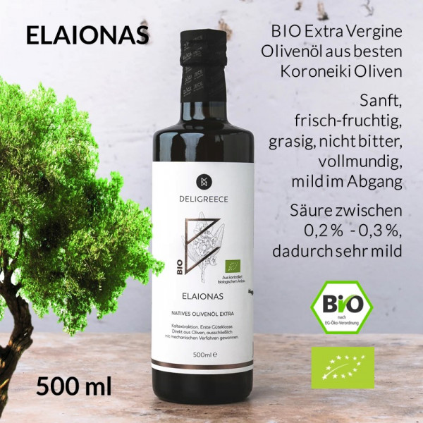 BIO Olivenöl - ELAIONAS Extra Vergine aus Koroneiki Oliven
